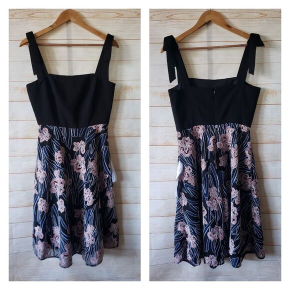 Dress The Population Saige Tie Shoulder Floral Embroidered Lace Strappy Dress - Picture 3 of 12